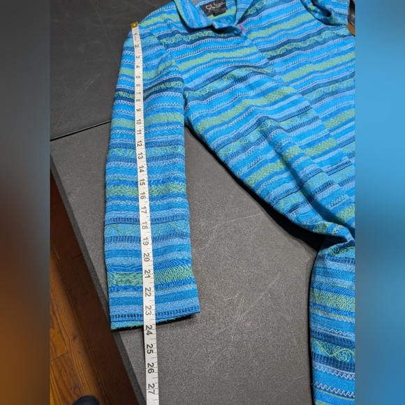 Clio 2 Piece Stylish Blue Striped Women's Button Down Coat And Dress Set Size 14 - Picture 12 of 16